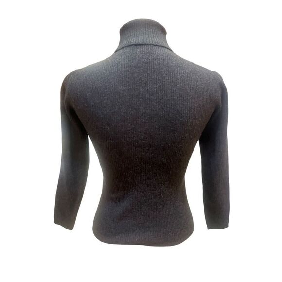 Banana Republic Dark Charcoal Gray Ribbed Wool Turtleneck Sweater Size Small - Picture 3 of 11